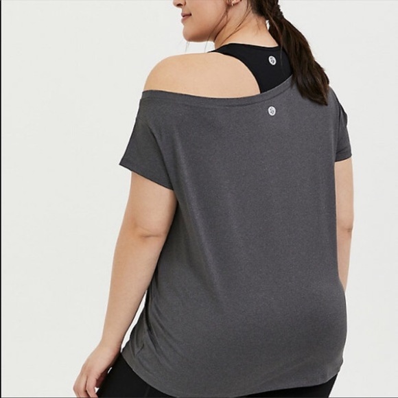 Torrid Dark Grey Off Shoulder Active Tee - Picture 2 of 10